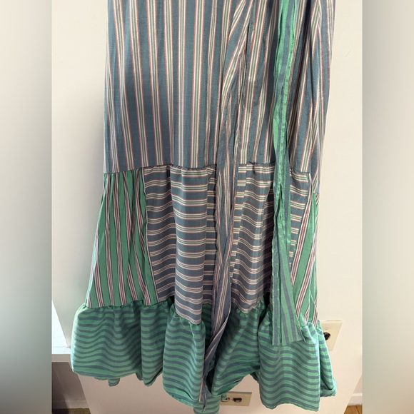 Sandro Green Mid-length Striped Dress - Size 38 - Picture 6 of 10